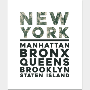 NY New York The Five Boroughs Manhattan Bronx Queens Brooklyn Staten Island Posters and Art